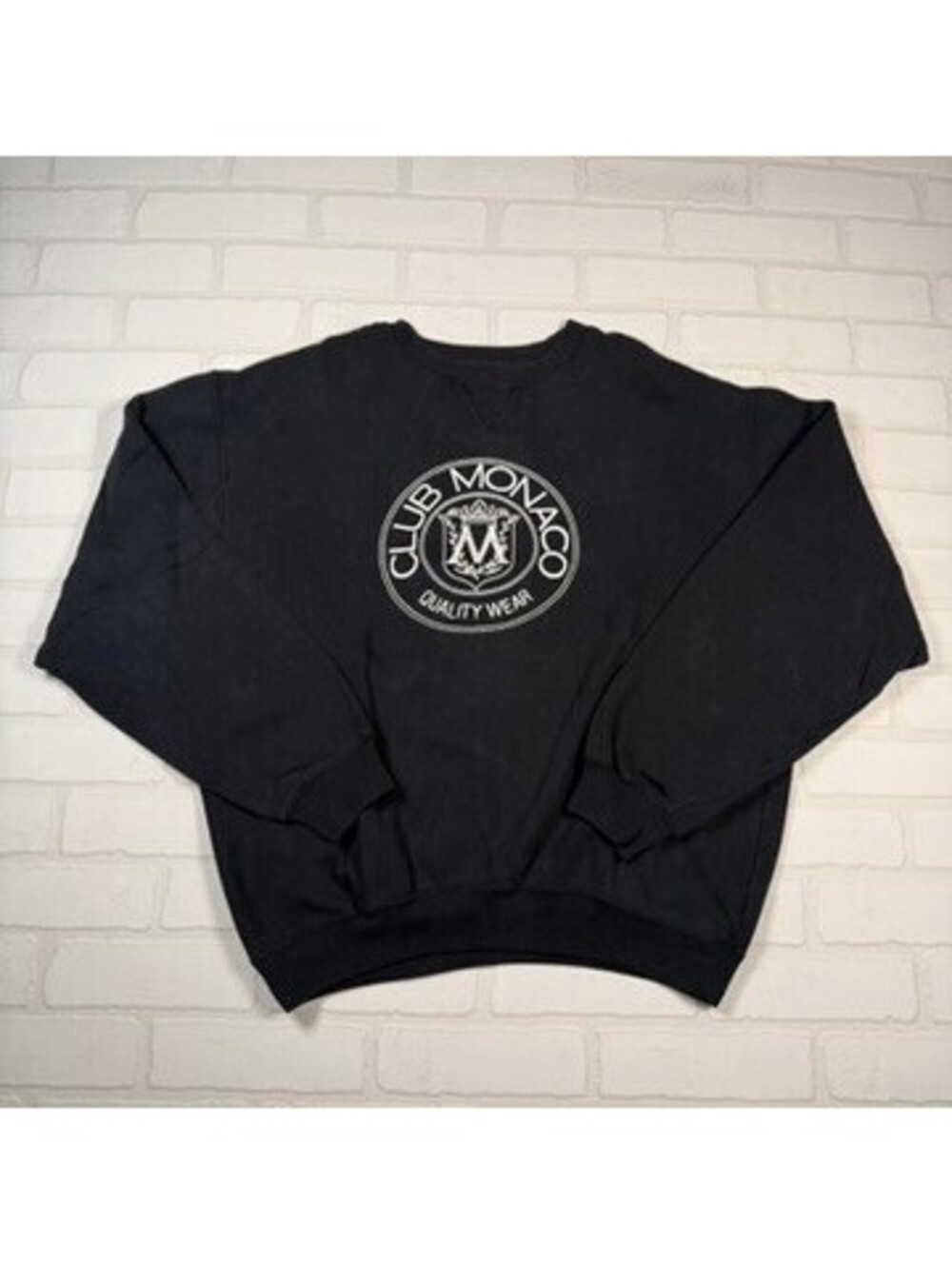 Club Monaco Gym Quality Wear Crewneck Sweatshirt Size Large Black Vintage Korea